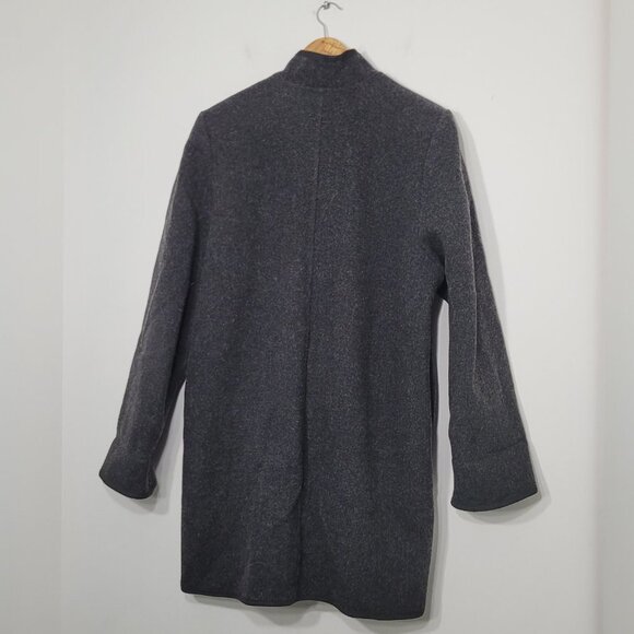 Epsilon Charcoal Cotton Blend Knee Length Button Jacket Coat Lined Pocket Collar - Picture 9 of 13